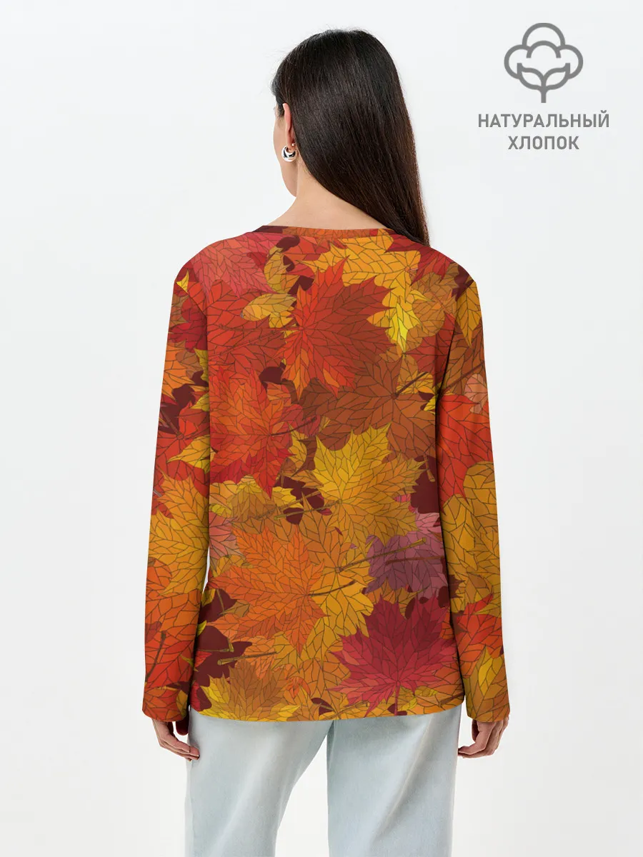 Лонгслив женский. Хлопок / Осенние листья