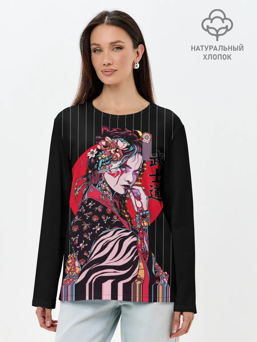Лонгслив женский. Хлопок / Гейша