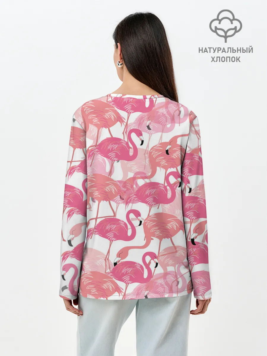 Лонгслив женский. Хлопок / Фламинго