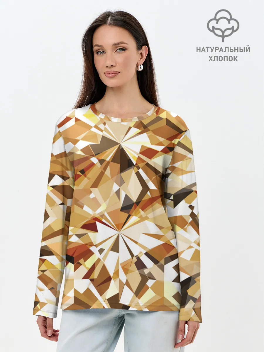 Лонгслив женский. Хлопок / Желтые бриллианты