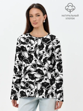 Лонгслив женский. Хлопок / Забавные собаки