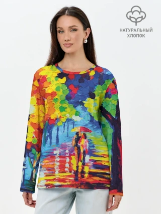 Лонгслив женский. Хлопок / Осенний бульвар
