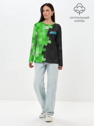 Лонгслив женский. Хлопок / Minecraft EARTH