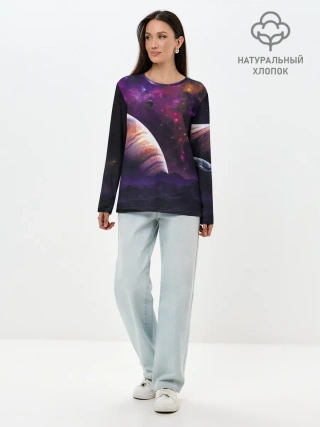 Лонгслив женский. Хлопок / Космос