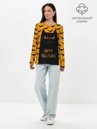 Лонгслив женский. Хлопок / Happy Halloween