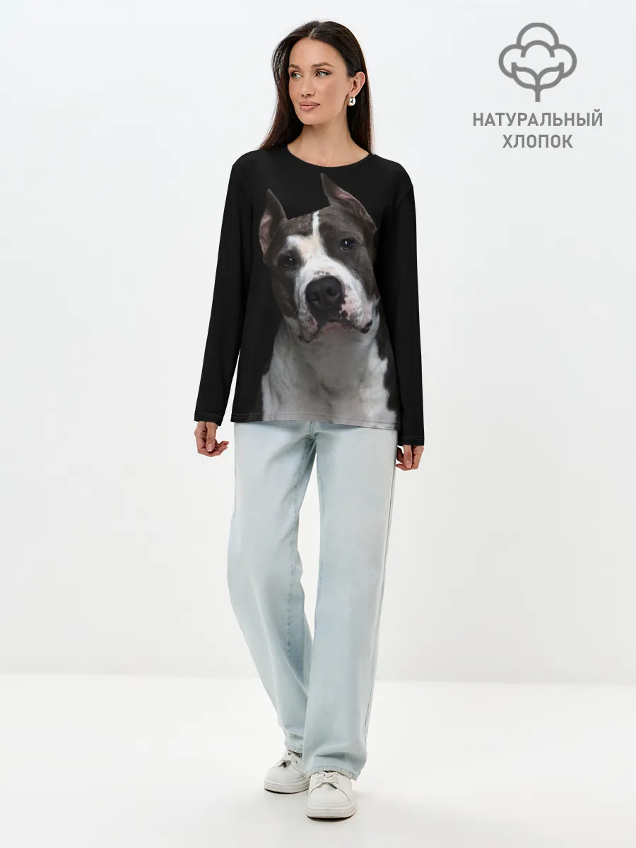 Лонгслив женский. Хлопок / Американский питбуль
