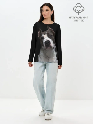 Лонгслив женский. Хлопок / Американский питбуль