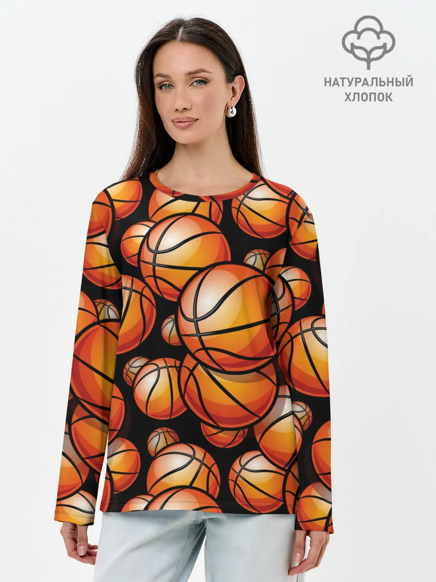 Лонгслив женский. Хлопок / Баскетбольные мячи