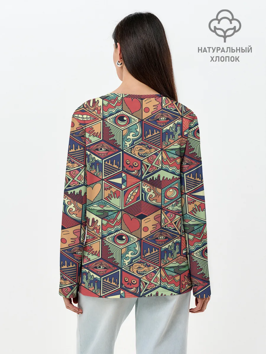 Лонгслив женский. Хлопок / Психоделика