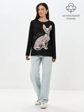 Лонгслив женский. Хлопок / I Love Sphynx!