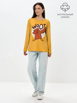 Лонгслив женский. Хлопок / Сова Dab