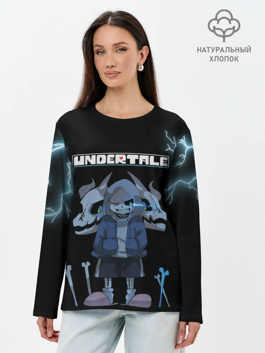 Лонгслив женский. Хлопок / Undertale.