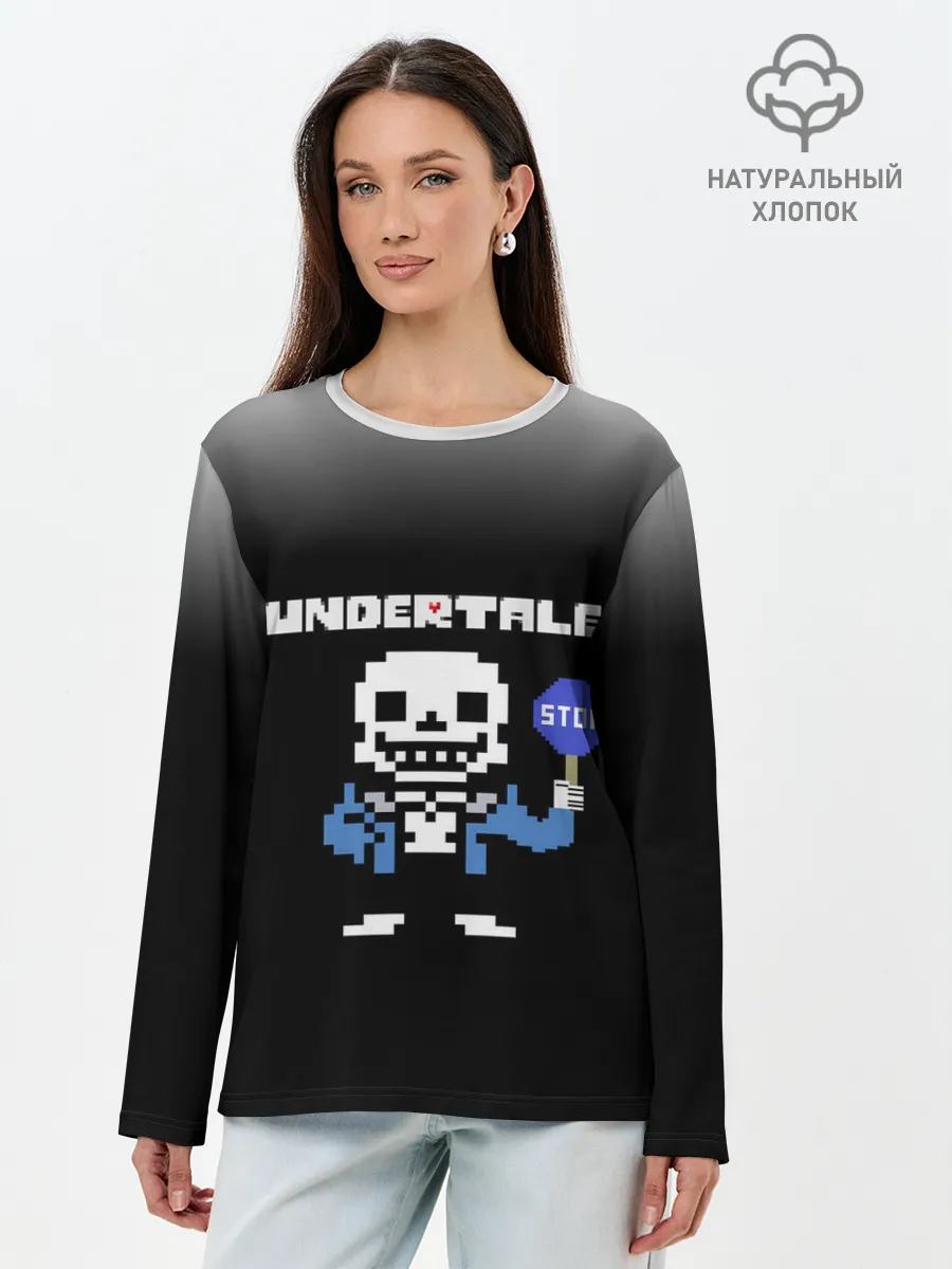 Лонгслив женский. Хлопок / Undertale STOP.