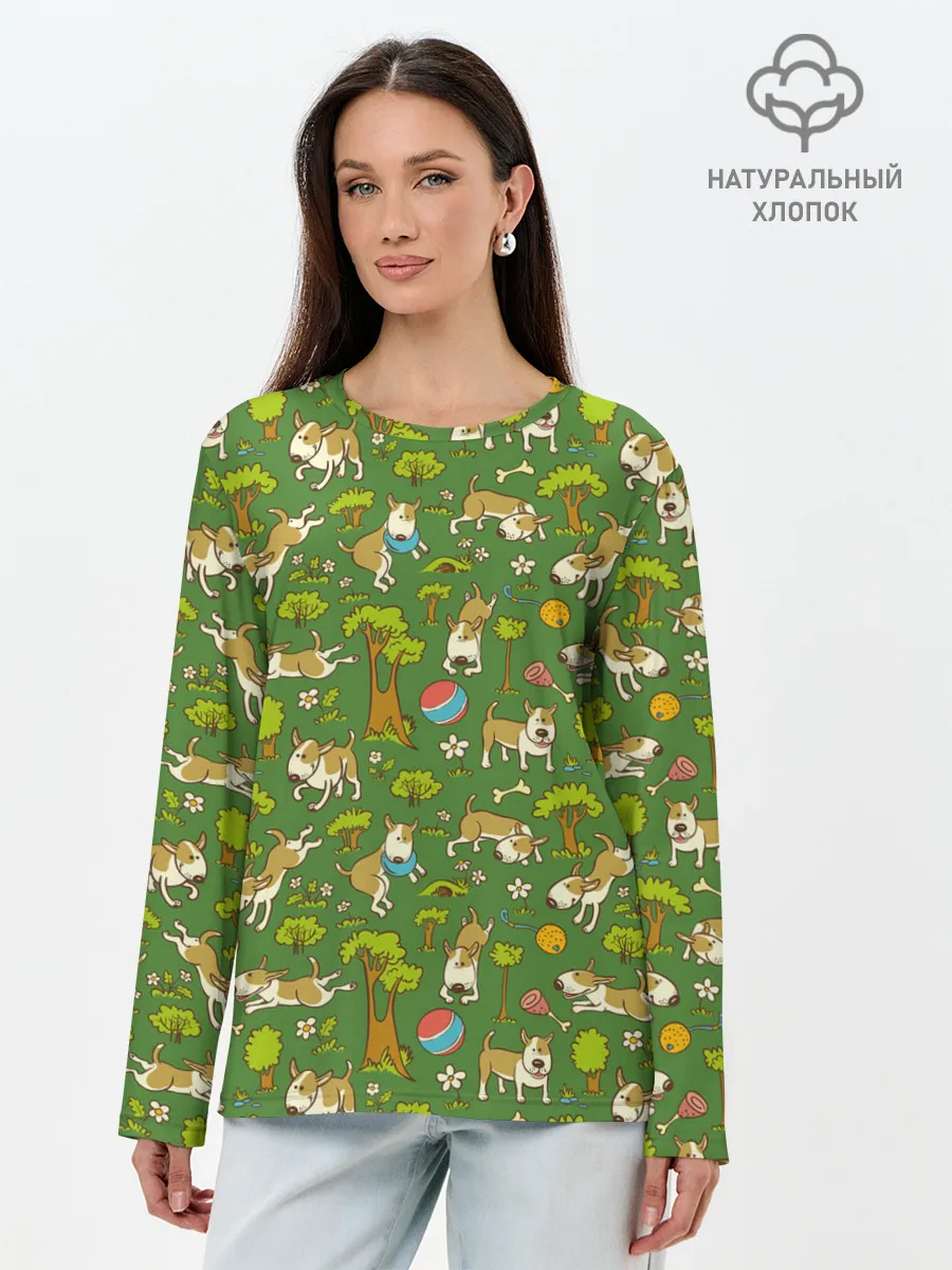 Лонгслив женский. Хлопок / Забавные собаки