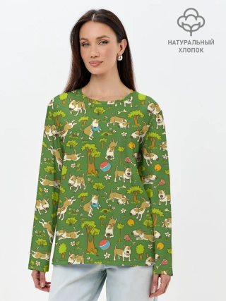 Лонгслив женский. Хлопок / Забавные собаки