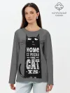 Лонгслив женский. Хлопок / Дом там, где твой кот