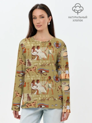 Лонгслив женский. Хлопок / Египетские Боги