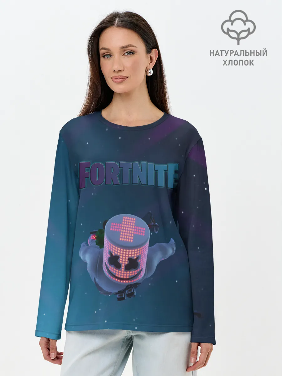 Лонгслив женский. Хлопок / Fortnite x Marshmello