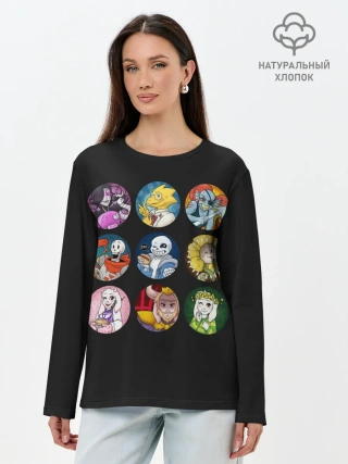 Лонгслив женский. Хлопок / Undertale
