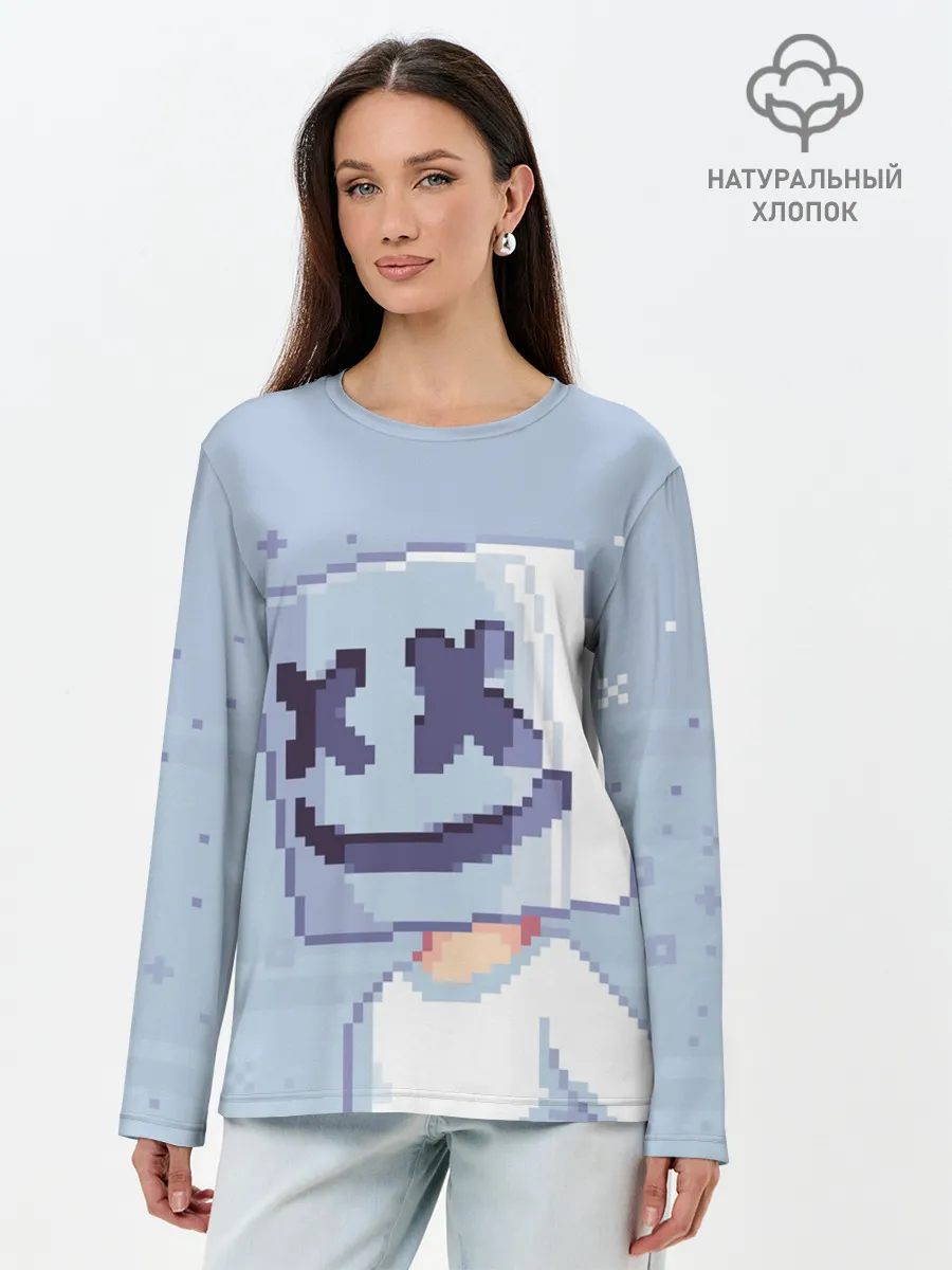 Лонгслив женский. Хлопок / Marshmello Pixel