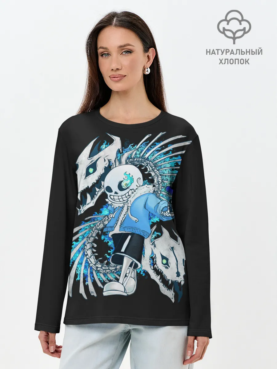 Лонгслив женский. Хлопок / Undertale