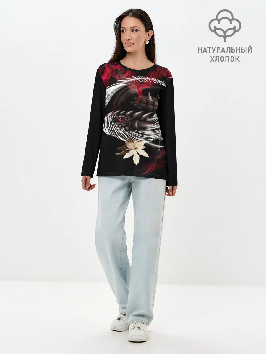 Лонгслив женский. Хлопок / Дракон