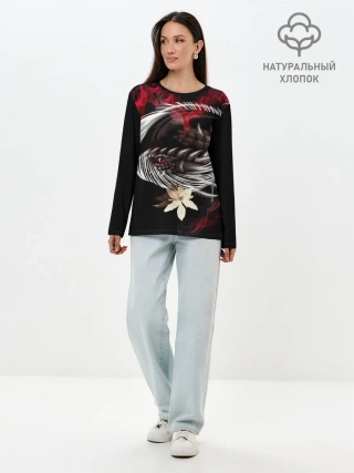 Лонгслив женский. Хлопок / Дракон