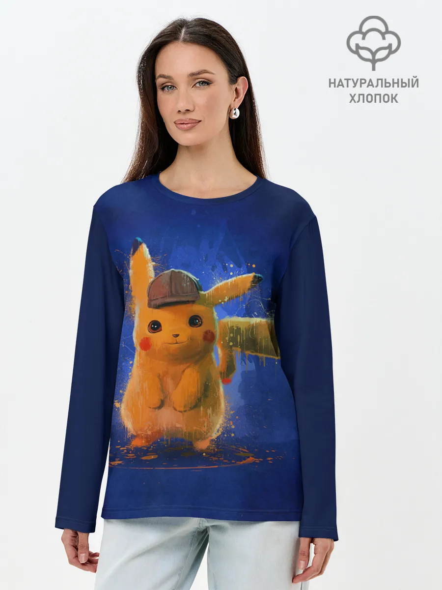 Лонгслив женский. Хлопок / Pikachu Pika Pika