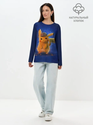 Лонгслив женский. Хлопок / Pikachu Pika Pika