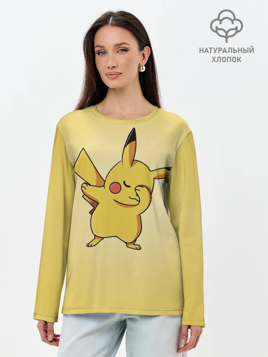 Лонгслив женский. Хлопок / Pikachu Pika Pika