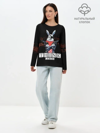 Лонгслив женский. Хлопок / Кролик с Пистолетами: Измайлов