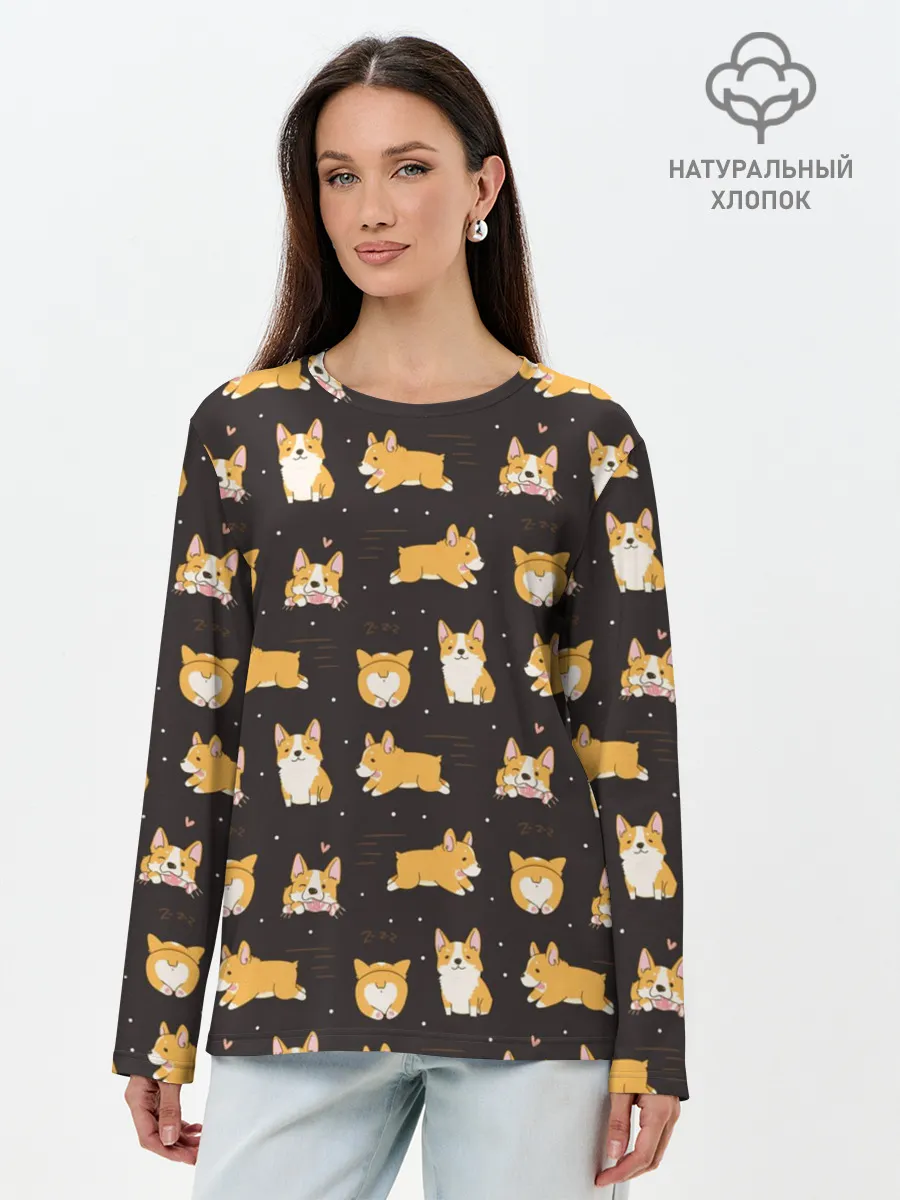 Лонгслив женский. Хлопок / Корги