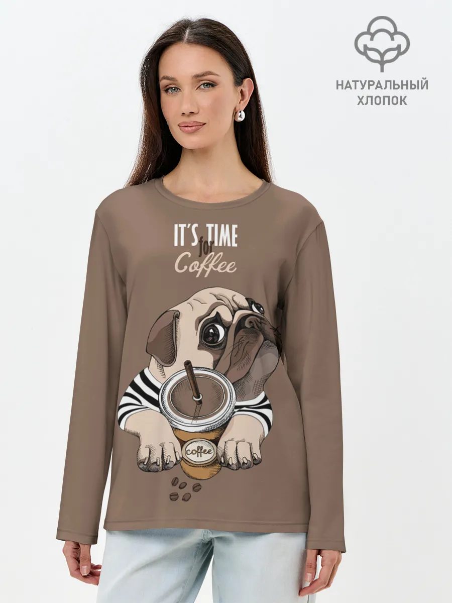 Лонгслив женский. Хлопок / Its time for coffee