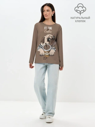 Лонгслив женский. Хлопок / Its time for coffee