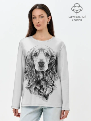 Лонгслив женский. Хлопок / Кокер спаниель