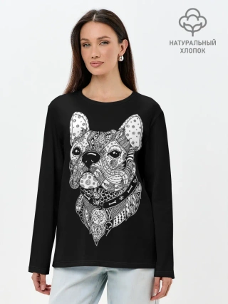 Лонгслив женский. Хлопок / Бульдог