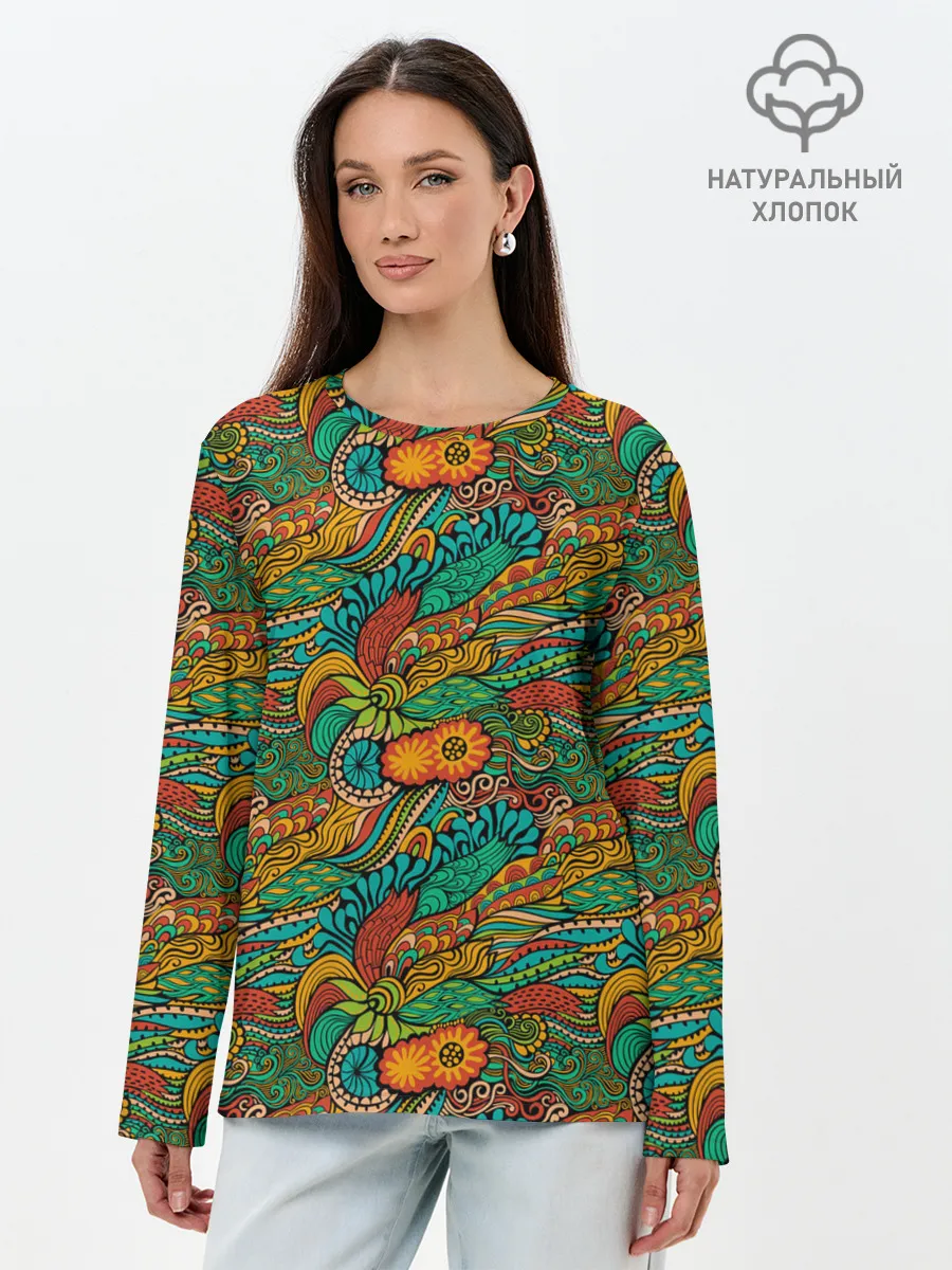 Лонгслив женский. Хлопок / Floral Ornament