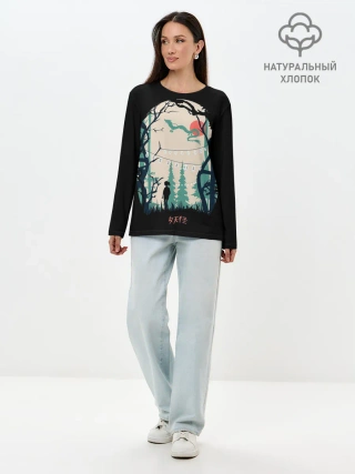 Лонгслив женский. Хлопок / Хранители леса и дракон