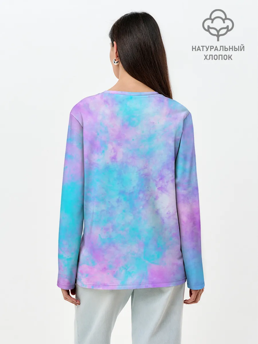 Лонгслив женский. Хлопок / Мрамор Tie Dye