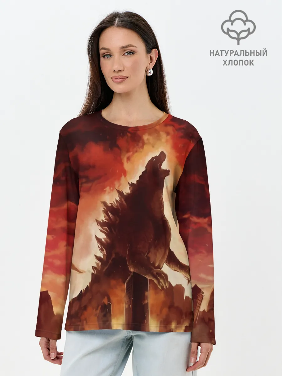 Лонгслив женский. Хлопок / GODZILLA