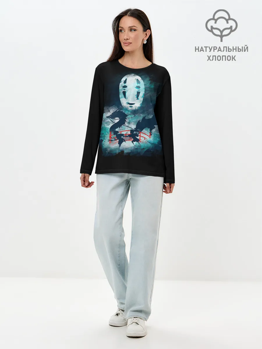 Лонгслив женский. Хлопок / Бог быстрой янтарной реки