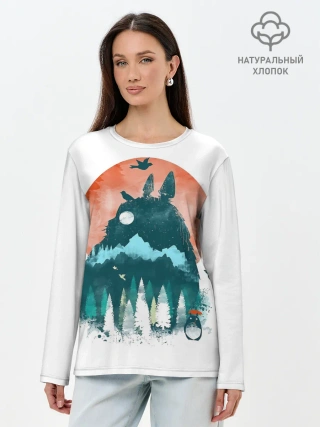 Лонгслив женский. Хлопок / Силуэт Тоторо
