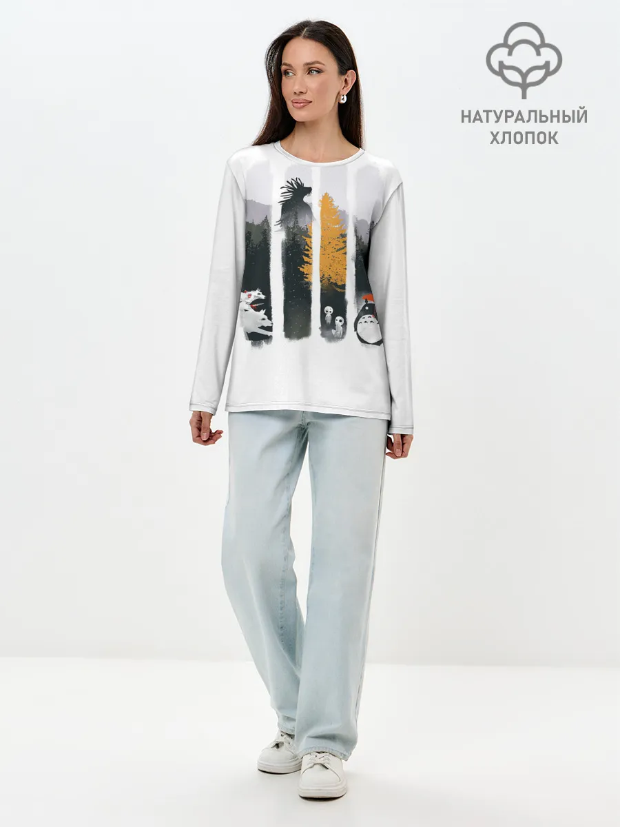 Лонгслив женский. Хлопок / Четыре хранителя леса