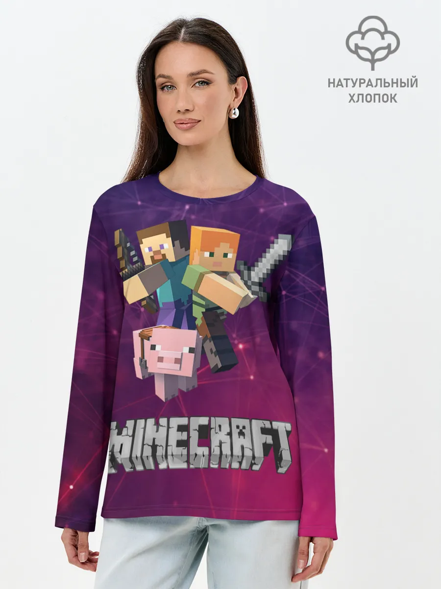 Лонгслив женский. Хлопок / Minecraft