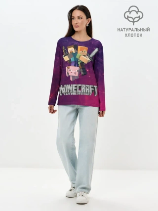 Лонгслив женский. Хлопок / Minecraft