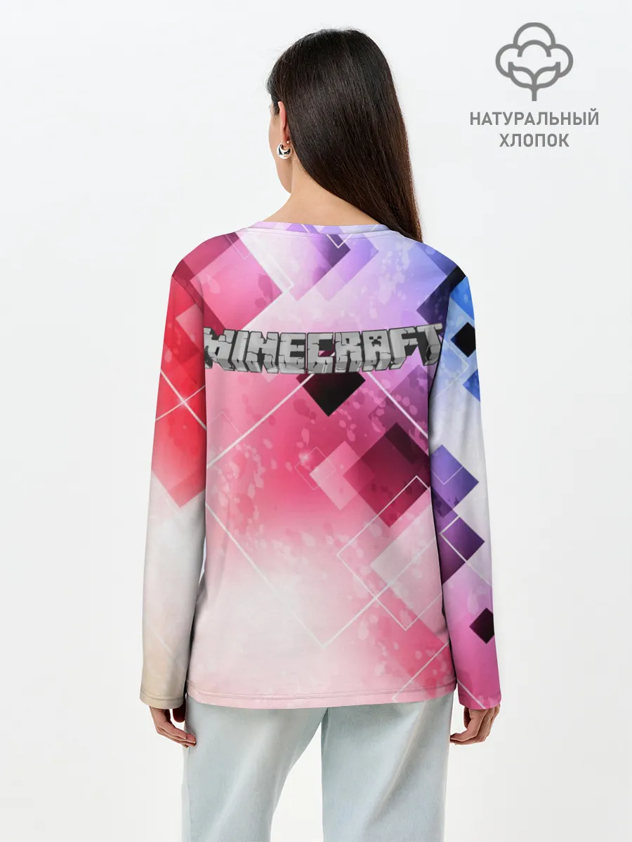Лонгслив женский. Хлопок / Майнкрафт