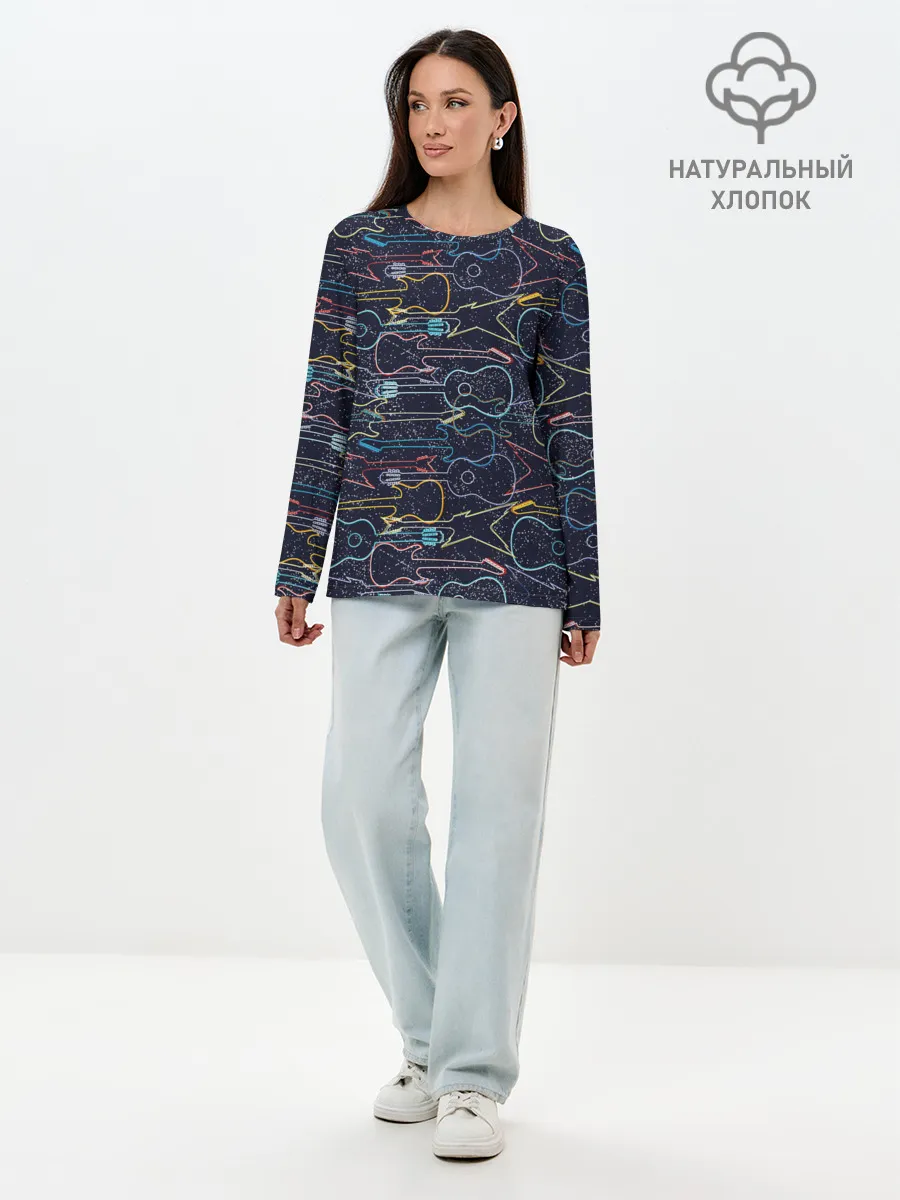 Лонгслив женский. Хлопок / Гитары