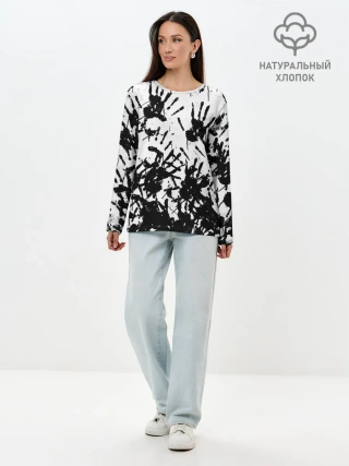 Лонгслив женский. Хлопок / Отпечатки - DEATH STRANDING