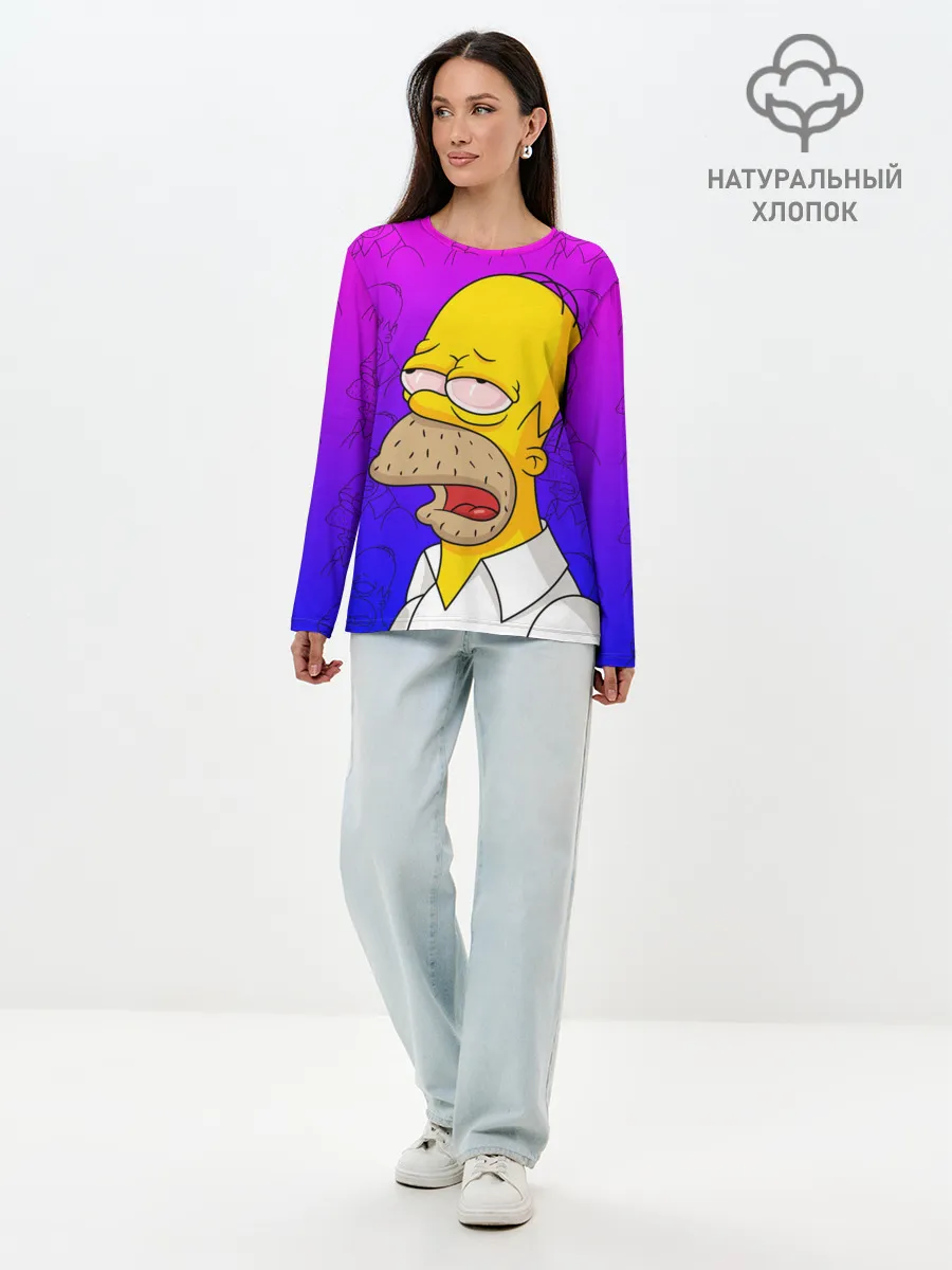 Лонгслив женский. Хлопок / Уставший Гомер