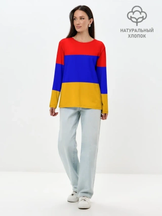 Лонгслив женский. Хлопок / Армения. Флаг.